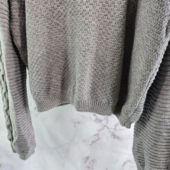 By Anthropologie Sweater Womens Small Gray Cable Knit Mock Neck Wide Arm - Picture 8 of 12